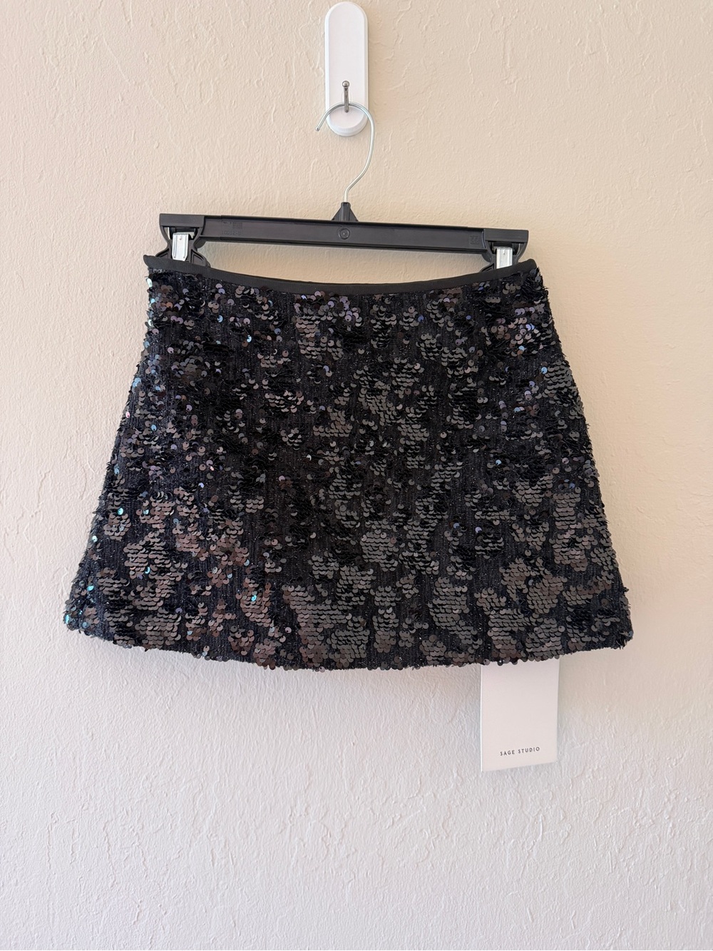 Black Sequin Mini Skirt